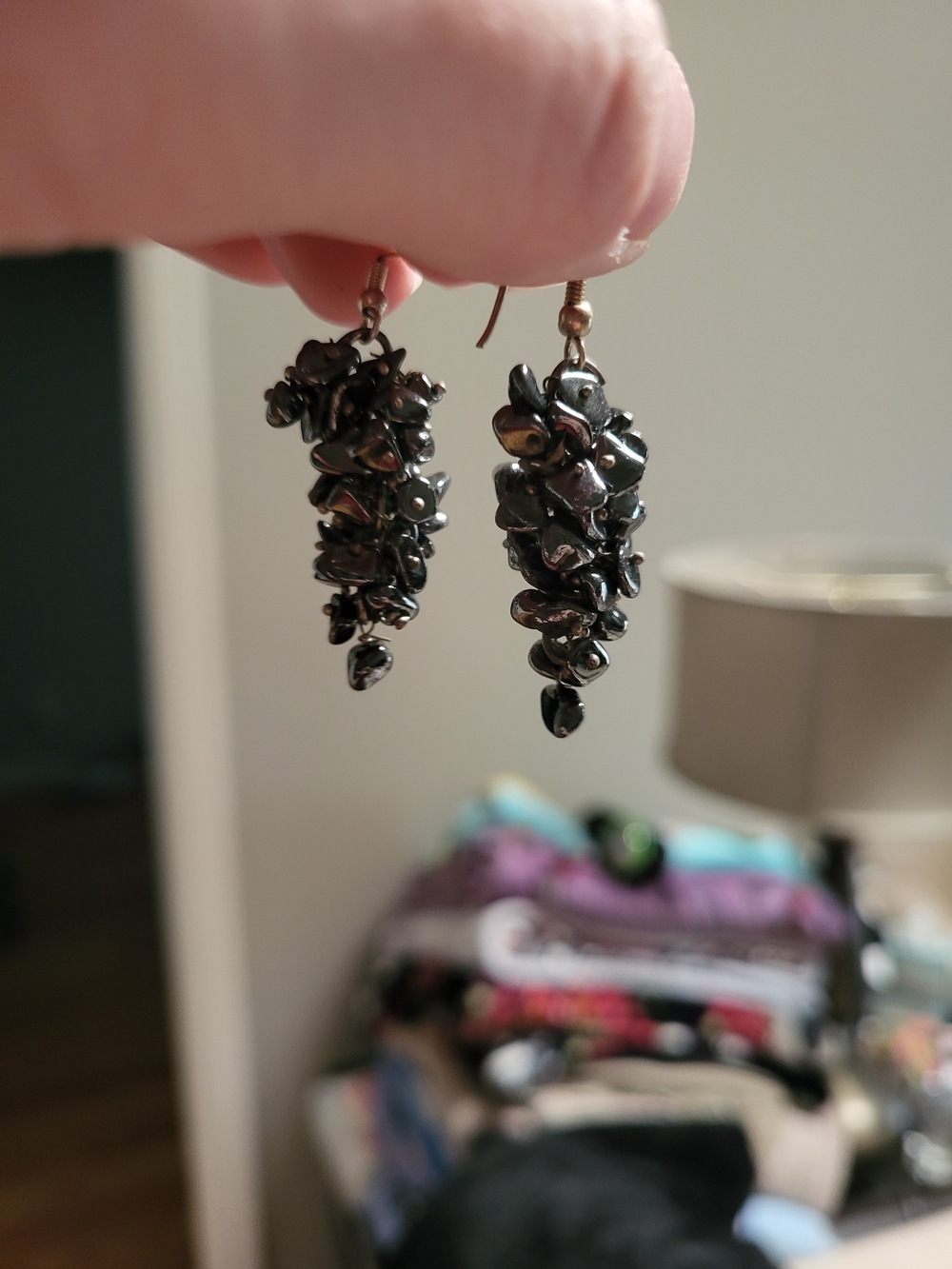 Handcrafted Hematite Cluster Drop Earrings - Women Jewelry